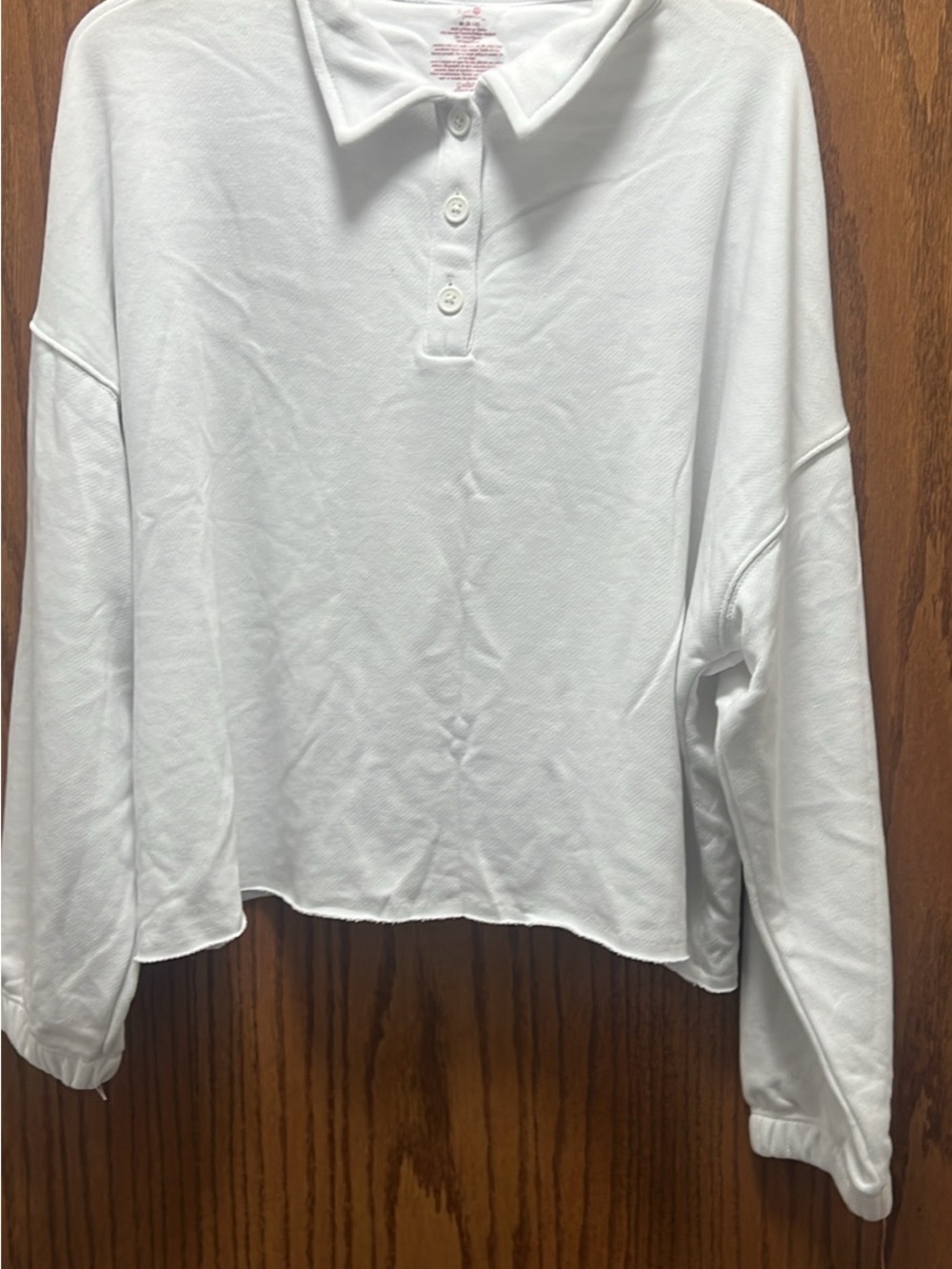 Secret Treasures White Long-Sleeve Polo Top